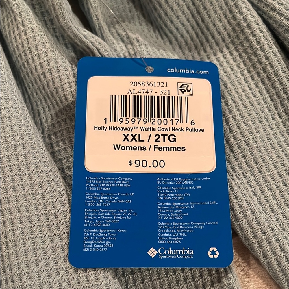 NWT Light Blue Textured Cowl Neck Columbia Active Women’s Top Size XXL - Picture 3 of 9